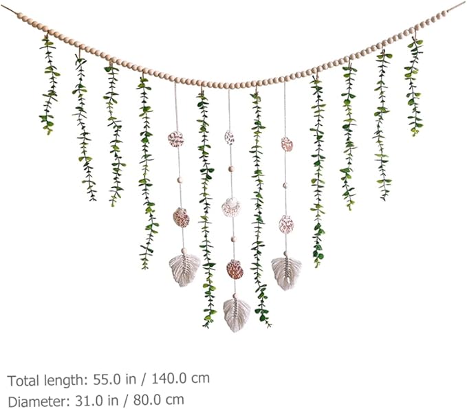 Artificial Eucalyptus Leaves Garland Wooden Bead Wall Decor Eucalyptus Decor for Bedroom