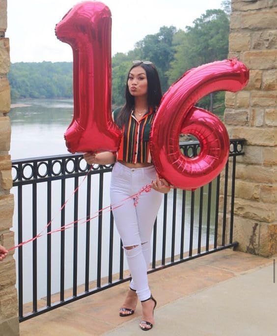 Red Number 6 Balloon 40 Inch, 6th Birthday Party Decorations for Children, Giant 6 Foil Balloon for Party Supplies