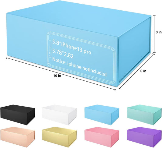 Blue Gift Box 10" x 6" x 3" with Magnetic Closure Lid Gifts Boxe for Presents,Bridesmaid Gifts Boxes,Cute Box,Birthday Gift Boxe,Luxury for Gifts Packaging, Magnetic Gift Box for Wrapping Gifts (Blue)
