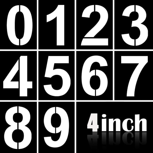 4 Inch Plastic Number Stencils Kit 0-9 – Reusable Address & Digital Number Painting Templates for Cake, Mailbox, Road, Parking Lot, Door, Truck Signs