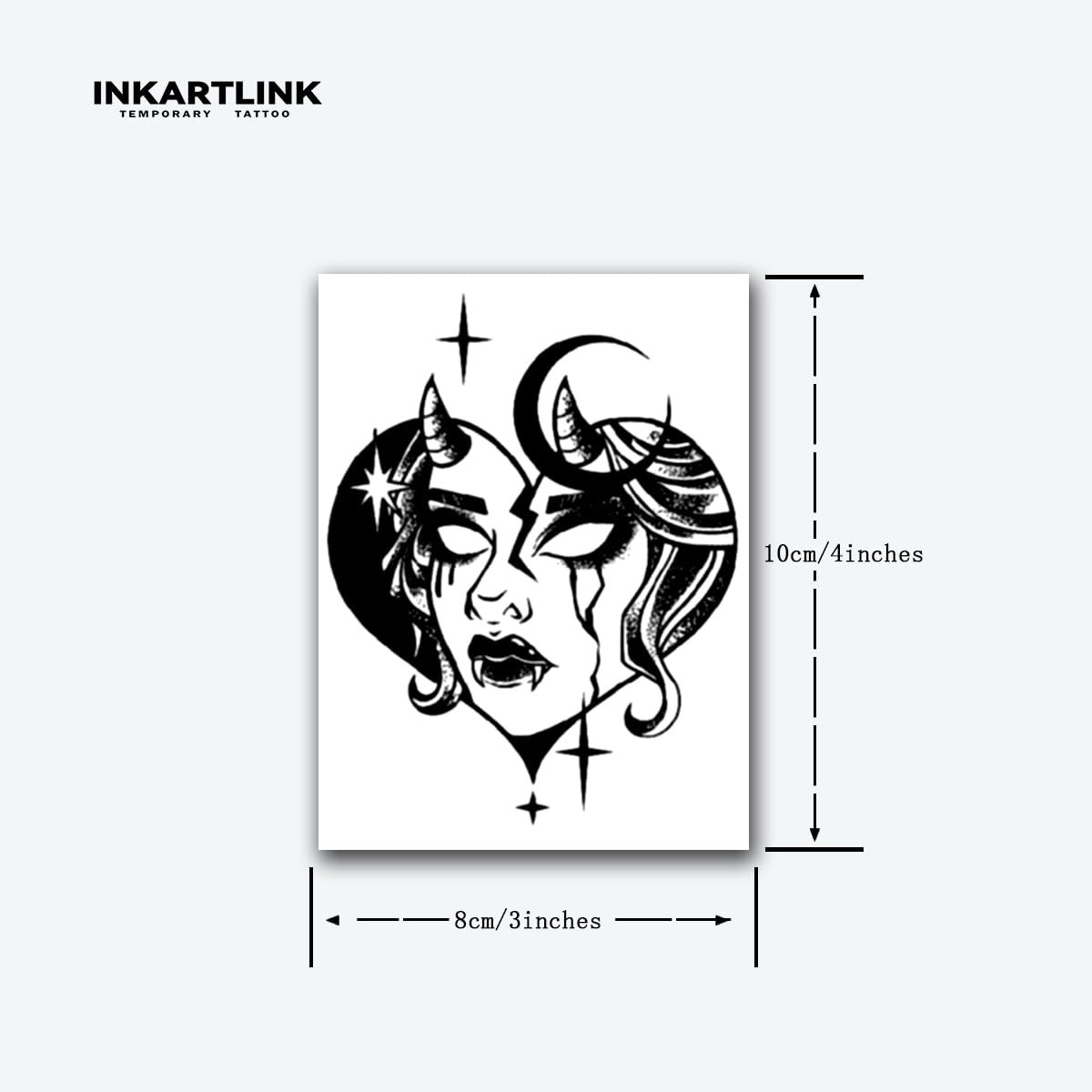 INKARTLINK 2 Sheets Medium Semi Permanent Tattoos, Temporary Tattoos, Adult Art Designs, Waterproof, Realistic, No Adhesive, No Reflective, Lasts 1-2 Weeks (Dark Moon Queen)