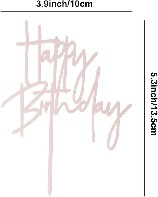 Pink DIY Happy birthday Cake Topper Acrylic Happy Birthday Cake Sign Party Decorations Supplies