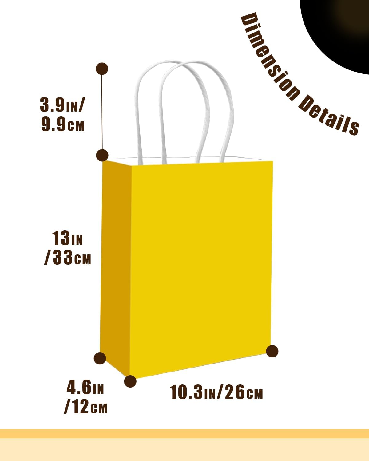 qiqee 50-Packs Bright Yellow Paper Gift Bags with Handles Bulk 13"x10.3"x4.6" Large Size Party Favor Bags Multiple Uses