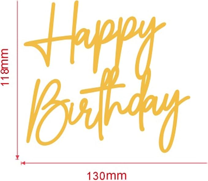 Happy Birthday Cake Topper,Gold Mirror Acrylic Happy Birthday Cake Sign Decorations,Happy Birthday Cake Charm Supplies for Birthday Party Cake Dessert