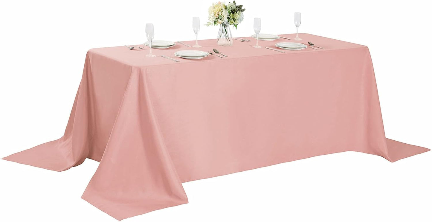Cupuamon Rectangle Tablecloth 90x132 inch Washable Polyester Fabric Table Cloth for Wedding Party Dining Banquet Decoration（90x132, Dusty Pink）