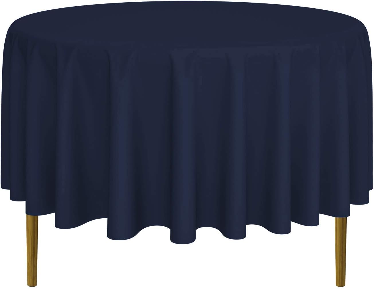 Lann's Linens - 90" Round Premium Tablecloth for Wedding/Banquet/Restaurant - Polyester Fabric Table Cloth - Navy Blue