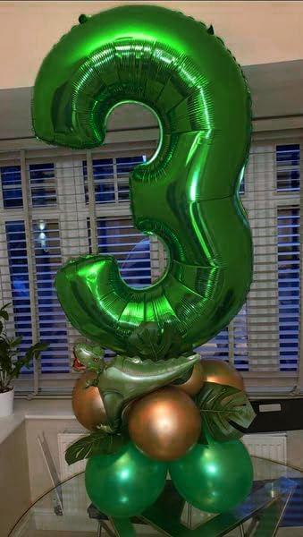 Dark Green Number 3 Balloon 40 Inch, 3rd Birthday Celebration Supplies for Girls Boys Women Men, 3 Balloon for Girls Boys Theme Party
