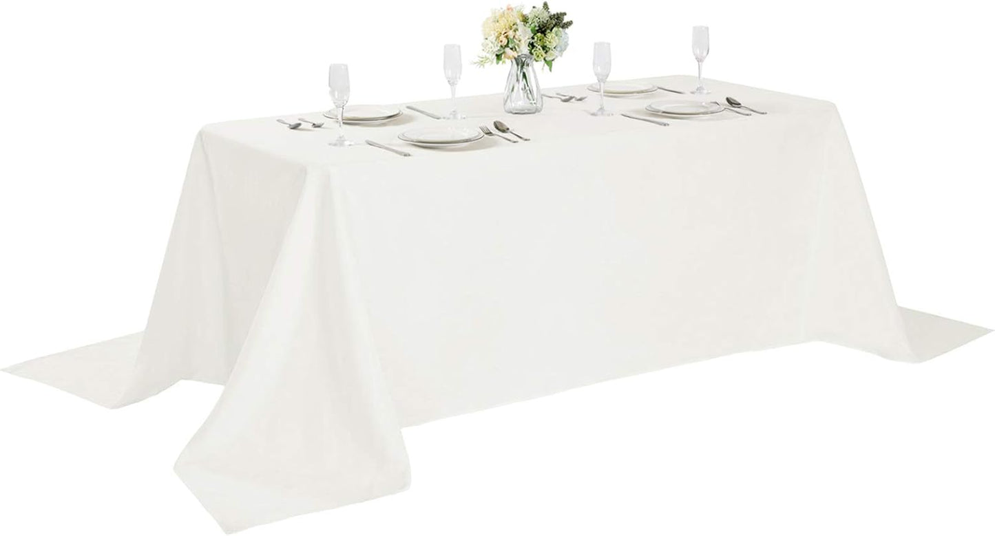 Cupuamon Rectangle Tablecloth 90x156 inch Washable Polyester Fabric Table Cloth for Wedding Party Dining Banquet Decoration（90x156, Ivory）