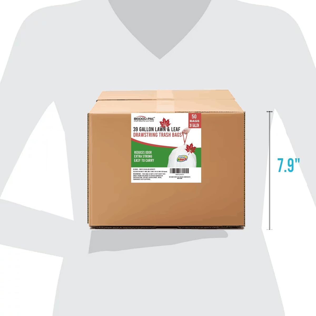 39 Gallon Trash Bags Drawstring, 100 Count Bulk, White | Unscented | Heavy Duty Multi-purpose Garbage Bags Can Liners for Business Home Kitchen Commercial and Industrial