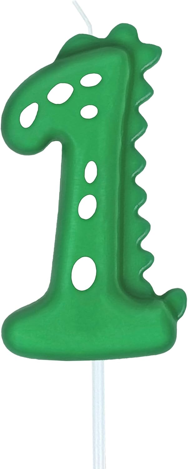 Number Birthday Candles(1 Candle Green) Dinosaur Shape Number Happy Birthday Cake Candles for Dinosaur Birthday Party Decoration Reunions Theme Party