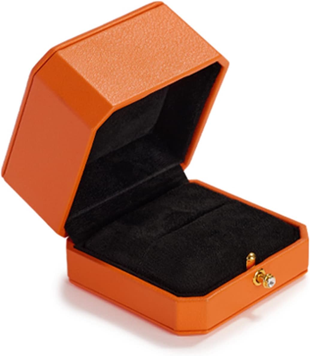 Oirlv Luxury Leather Ring Box for Jewelry Gift Octagon Women Ring Holder for Wedding Day, Proposal, Engagement, Anniversary