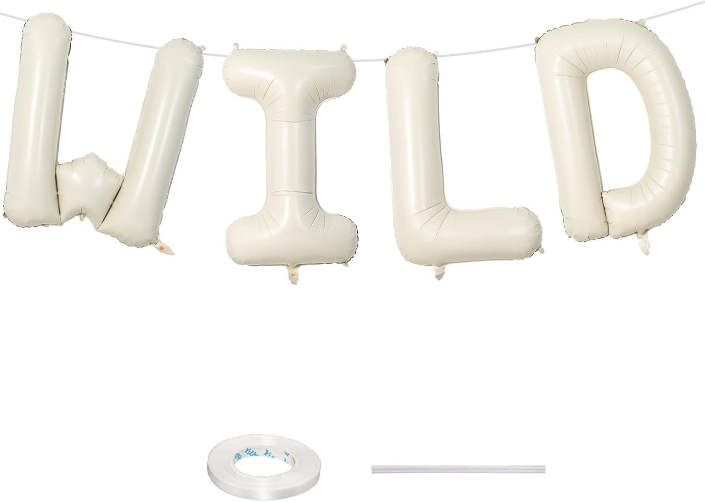 Beige WILD Balloons for Wild One Party Decorations, 40 Inch Cream White Sand WILD Balloon Letters, Ivory Alphabet WILD Balloon for Kids Boys Girls Two Wild Birthday Baby Shower Party Decorations