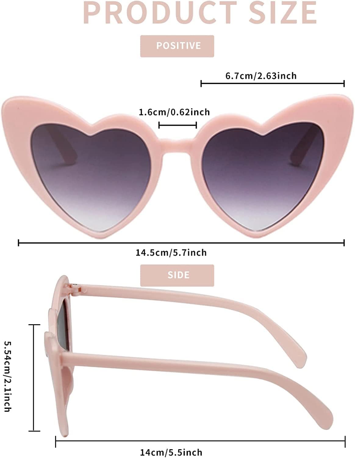 AEAHALY Pink White Black Heart Sunglasses for Women Vintage Bride Heart Shaped Sunglasses Wedding Party Accessories