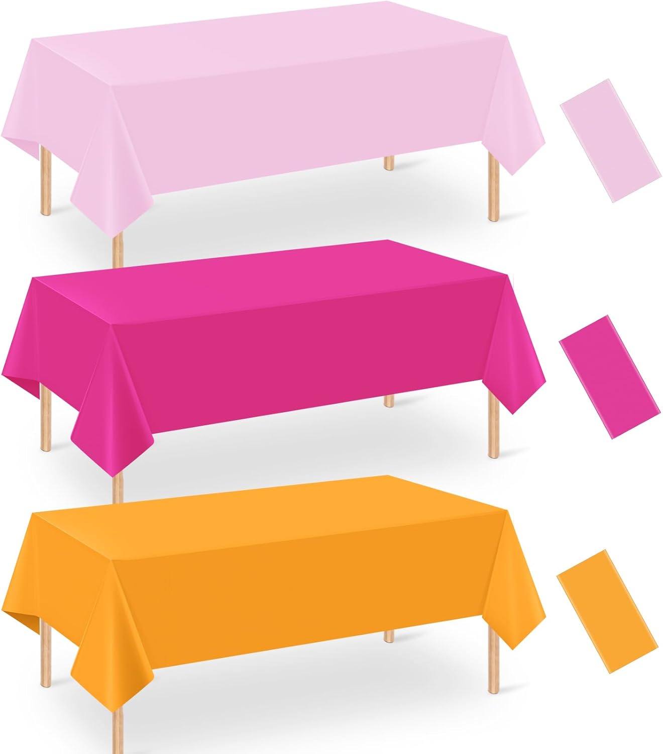 3 Pack Pink and Orange Plastic Tablecloth Party Decorations, Groovy Hot Pink and Orange Disposable Table Cover, Rectangle Table Cloth for Tequila Sunrise Sunset Birthday Party Decorations, 54x108 Inch
