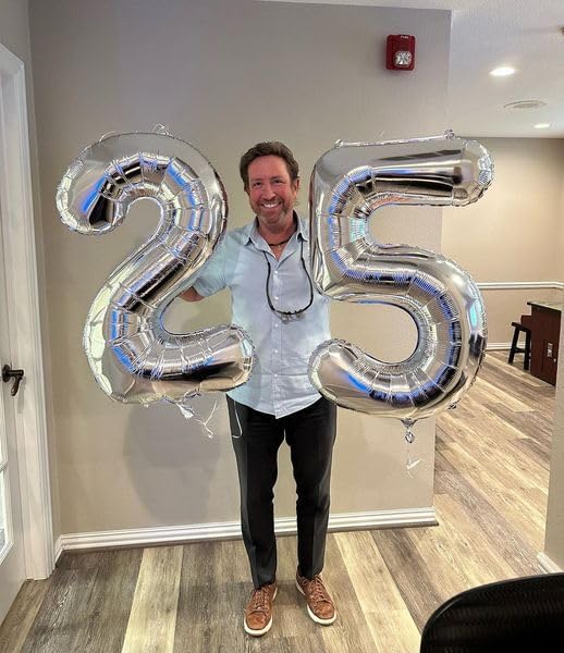 Silver Number 17 Balloon 40 inch, 17 Number Balloons, 17th Silver Birthday Decorations for Girls Boys Kids, 17 Year Old Silver Party Supplies