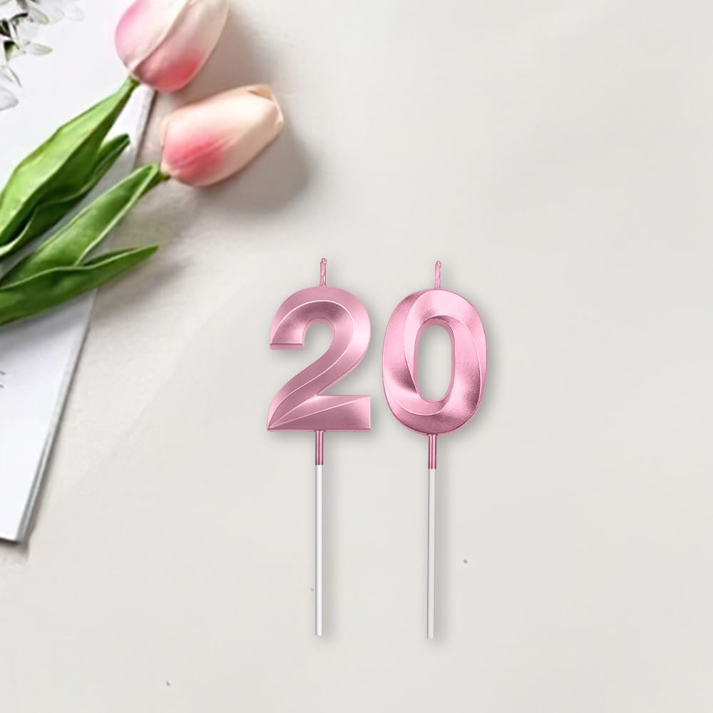 20th Birthday Cake Topper, Purple 20 Birthday Candle, 2 0 Candles 20th Birthday Cupcake Party Favor Happy Birthday Party Decorations Birthday Candle for Cake Sparklers Birthday Gifts