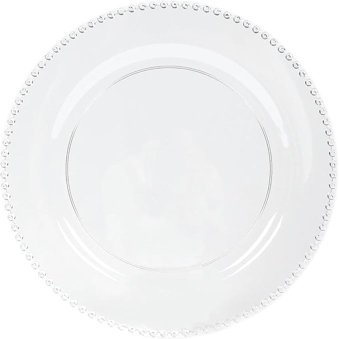 Efavormart 10-Pack Economy Plastic Charger Plates 13" Round Clear Beaded Rim - Stylish Dinner Party Serving Plates