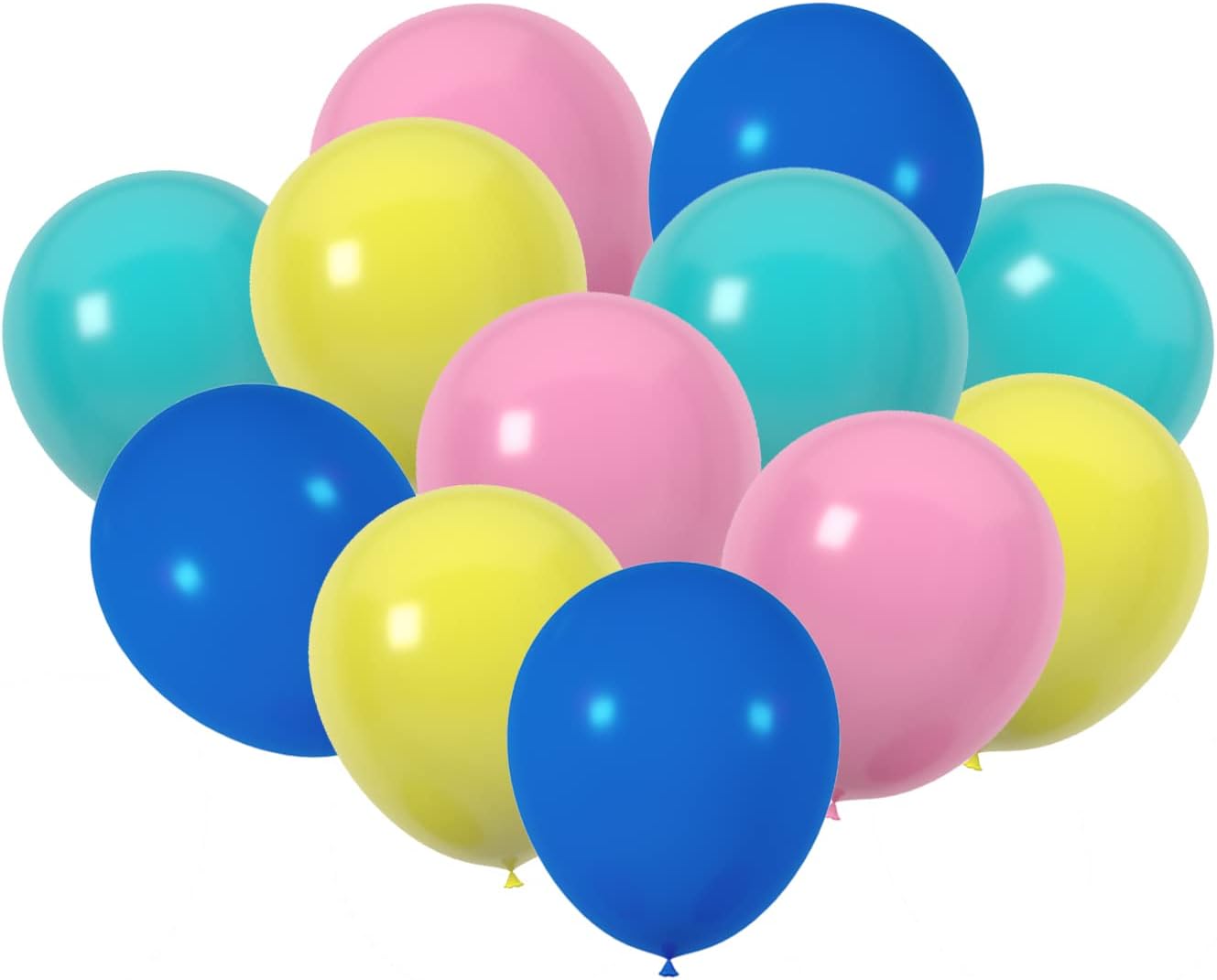 60 pcs 12 Inch Royal Blue Teal Pink Yellow Latex Balloons, For Birthday, Wedding, Baby Shower, Party Balloons Decorations
