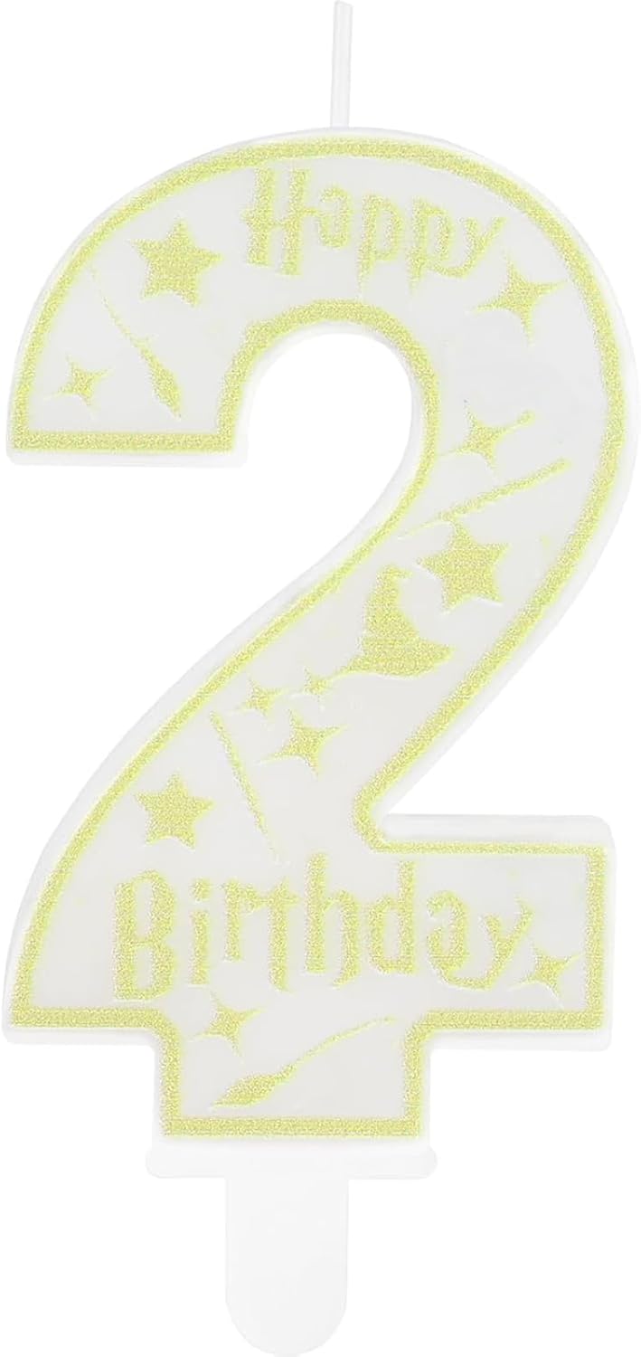 Magical Wizard Party Birthday Candles Number 2 Candle Cake Topper Wizard School Themed Happy 2nd Birthday Cake Decorations for Boys Girls Kids Party Favors Supplies Decorations