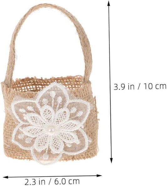 BESPORTBLE 6pcs Mini Burlap Flower Girl Baskets Floral Candy Bags Rustic Party Favor Bags for Wedding Ceremony Decorations