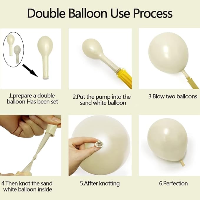 Pearl White Balloon Garland Double Stuffed Sand White Balloons Different Sizes 18/12/5in Pastel Ivory Cream Balloon Arch Kit for Wedding Bridal Baptism Baby Shower Birthday Party Decorations