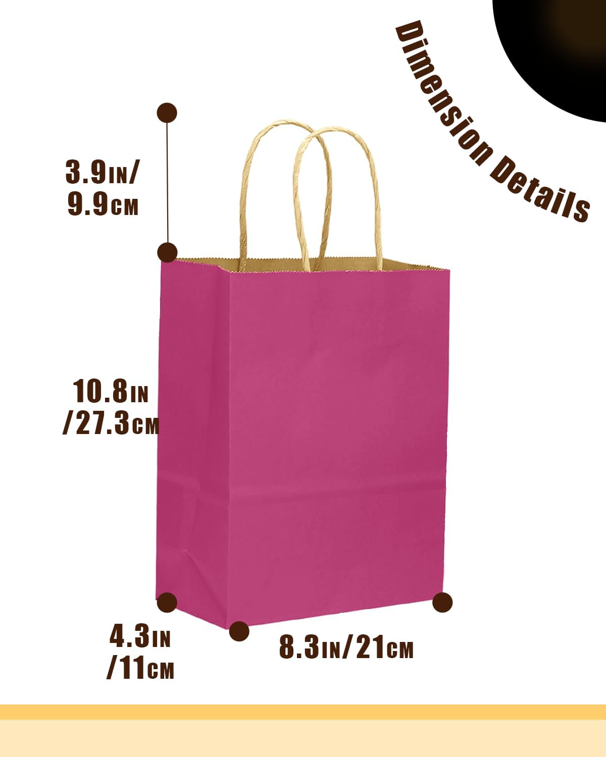 qiqee 100PCS Gift Bag with Handles Bulk Rosy Paper Bags Multiple Uses (11"x5"x8" Medium Size)
