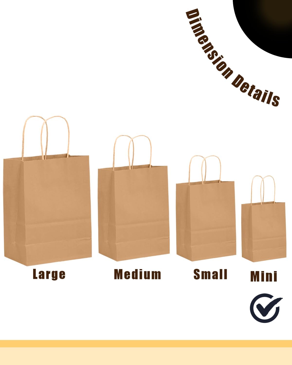 qiqee 200-Packs Brown Paper Gift Bags with Handles Bulk 4.5"x2.5"x6" Mini Size Paper Bags Multiple Uses