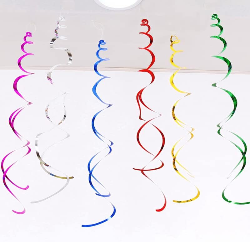 30Pc Gold and Black Party Party Swirl Decorations Foil Swirl Hanging Decoration Plastic Streamer for Ceiling 22 in