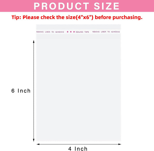 Morepack Clear Self Sealing Cellophane Bags,4x6 Inches 200 Pcs Cookie Bags Resealable Cellophane Bag for Packaging Cookies, Candy and Products