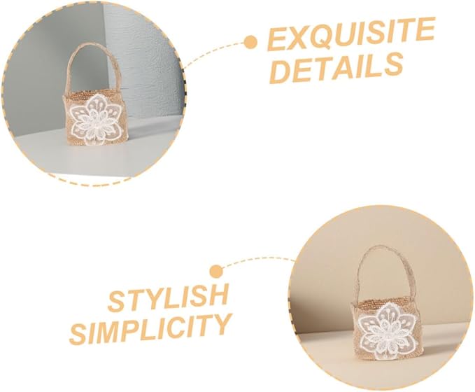 BESPORTBLE 6pcs Mini Burlap Flower Girl Baskets Floral Candy Bags Rustic Party Favor Bags for Wedding Ceremony Decorations