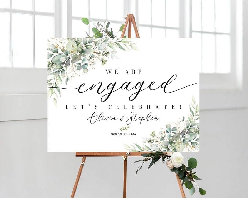 Engagement Party Sign, Engaged Signs, 12''W x 18''L, 18''W x 24''L, 24''W x 36''L, Plastic, 4mm Thick