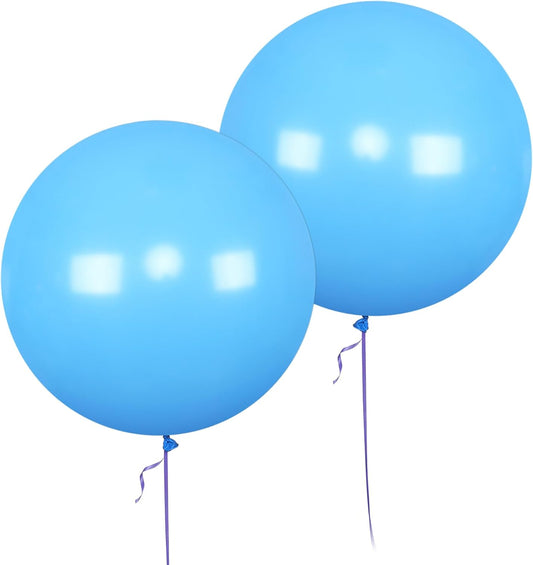 AZOWA 24 Inch Light Blue Balloons 16-Count Large Latex Round Balloons for Party Favors (Light Blue, 16 Pcs)