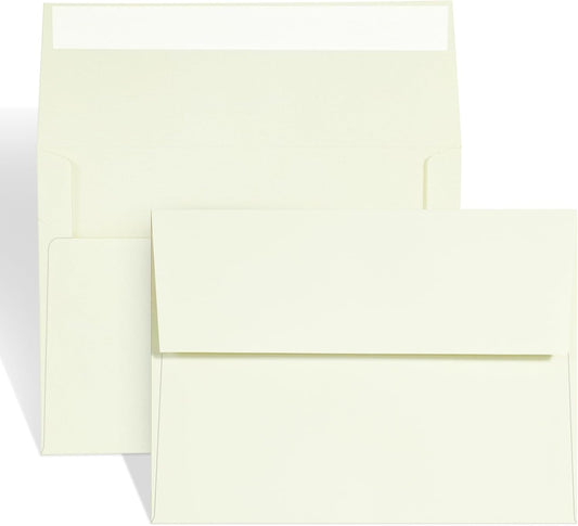 A7 ivory Invitation 5x7 Envelopes - Self Seal, Square Flap,Perfect for 5x7 Cards, Weddings, Birthday, invitations, Graduation, Baby Shower, 5.25 x 7.25 Inches, 100 Pack, ivory