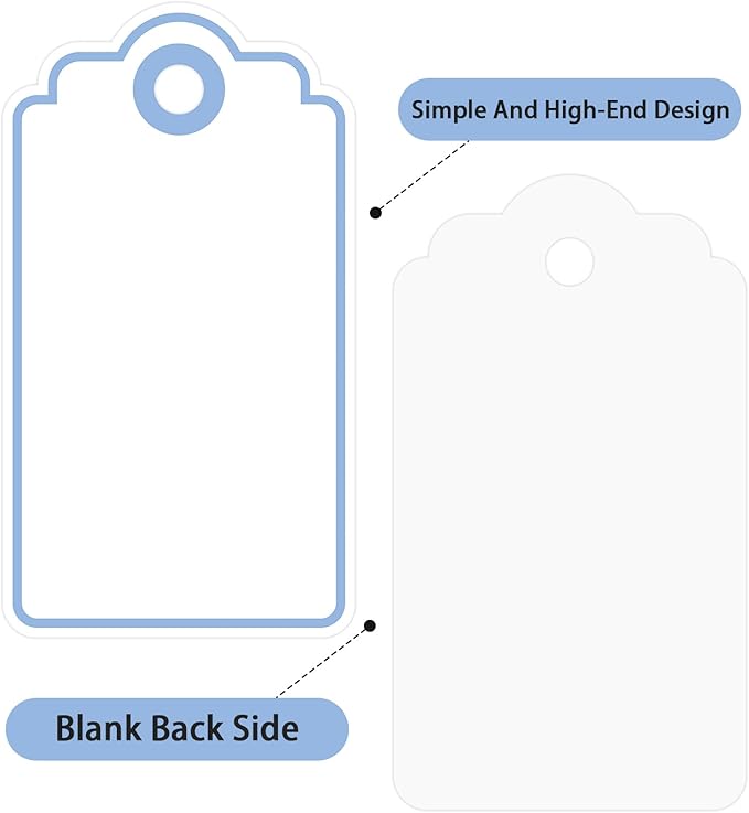 Anwyll Gift Tags with String - 100Pcs Blue Gift Bag Tags Personalized White Blank Hanging Paper Label Tag for Baby Shower Birthday Party Wedding Christmas Favor Present