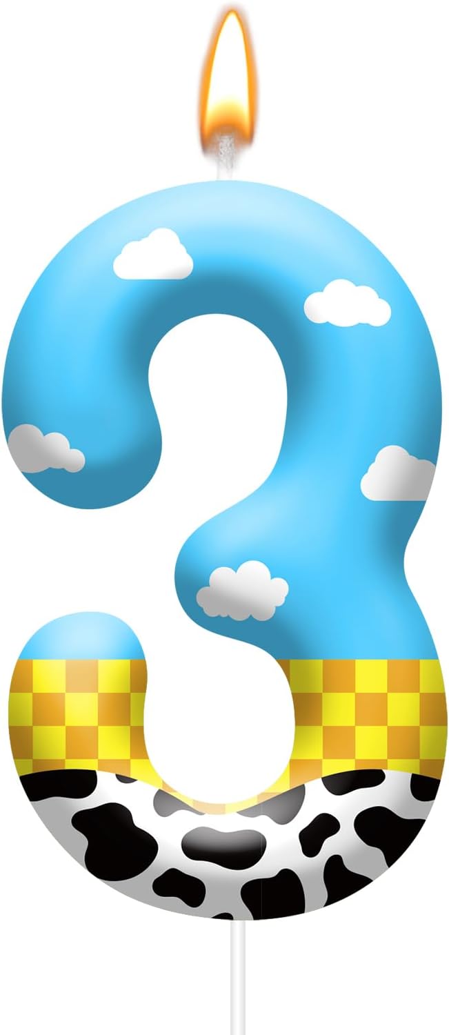 Toy Inspire Game Story Birthday Candles for Kids -Toy Themed Cake Topper Decorations,Party Supplies for Children's Birthday Celebrations(Number 3)