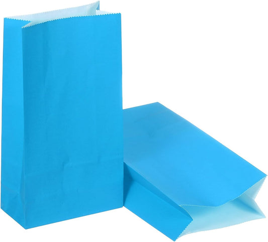 PATIKIL Party Favor Bag, 25 Pcs 8.7x2.4x4.7 Inch Mini Paper Candy Bags Gift Treat Celebration Halloween Goody Birthday Wedding Party with Stickers, Blue