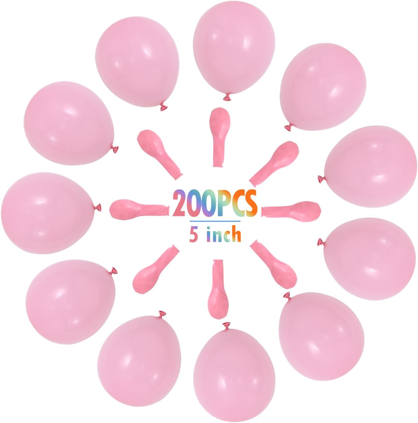 BEISHIDA 200 Pcs 5 Inch Pastel Pink Balloons Small Baby Pink Balloons Mini Light Pink Macaron Party Latex Ballons Round Baloons for Birthday Wedding Bridal Baby Shower Anniversary Party Decorations