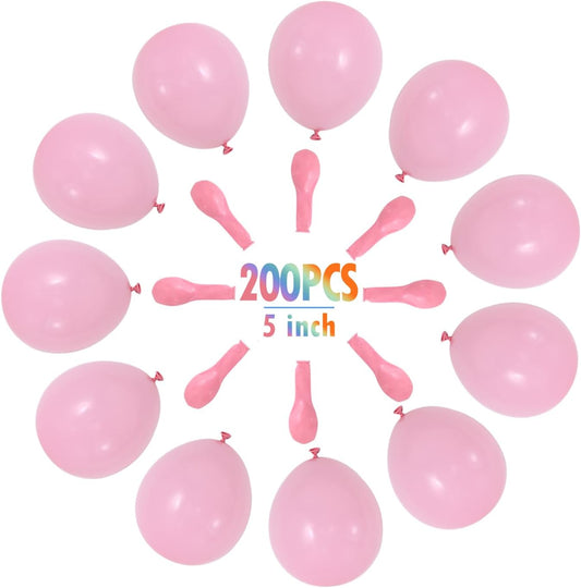 BEISHIDA 200 Pcs 5 Inch Pastel Pink Balloons Small Baby Pink Balloons Mini Light Pink Macaron Party Latex Ballons Round Baloons for Birthday Wedding Bridal Baby Shower Anniversary Party Decorations