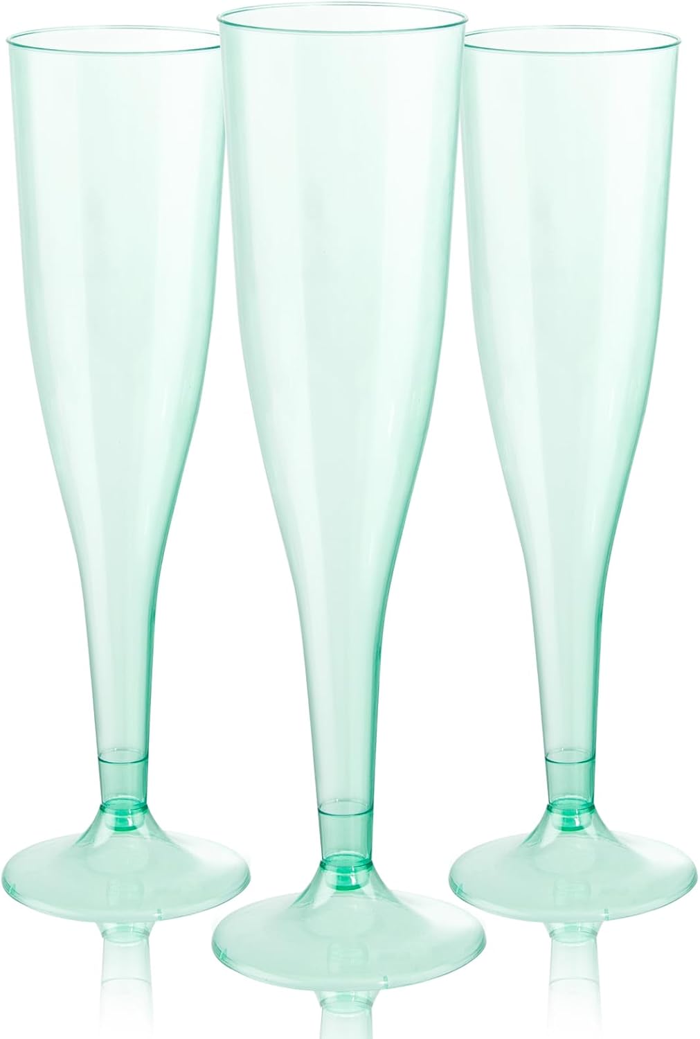 WDF 36 Pack Clear Green Plastic Champagne Flutes - 7OZ Green Champagne Flutes Plastic, Champagne Glasses Disposable for Party & Wedding