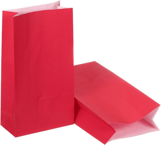 PATIKIL Party Favor Bag, 25 Pcs 8.7x2.4x4.7 Inch Mini Paper Candy Bags Gift Treat Celebration Halloween Goody Birthday Wedding Party with Stickers, Red