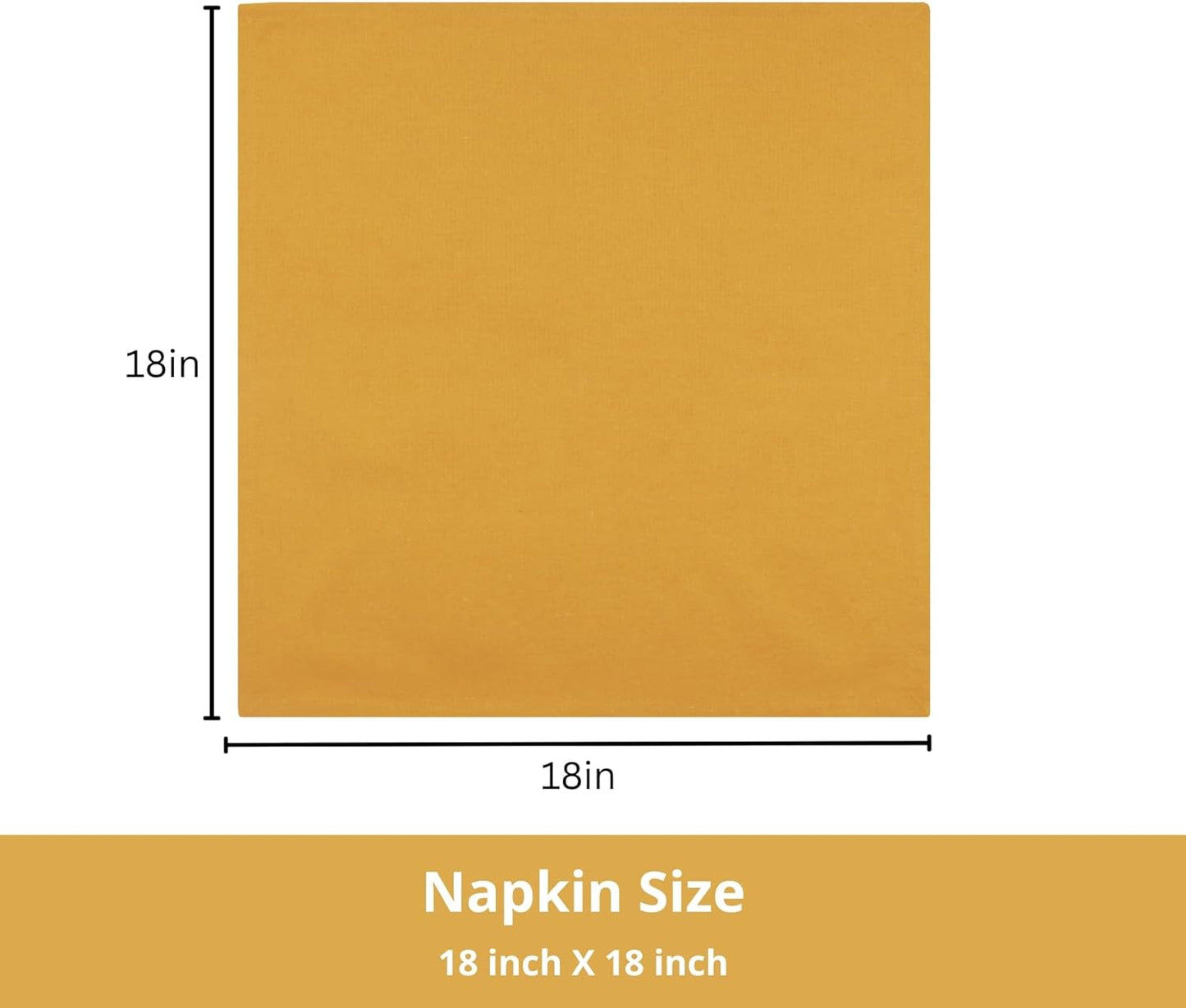 PurpleEssences Set of 12 Cloth Dinner Napkins 100% Cotton 18x18 Inch - Soft Durable Washable - Ideal for Farmhouse Party Fall Thanksgiving - Perfect Everyday Use Table Linen - Golden Yellow