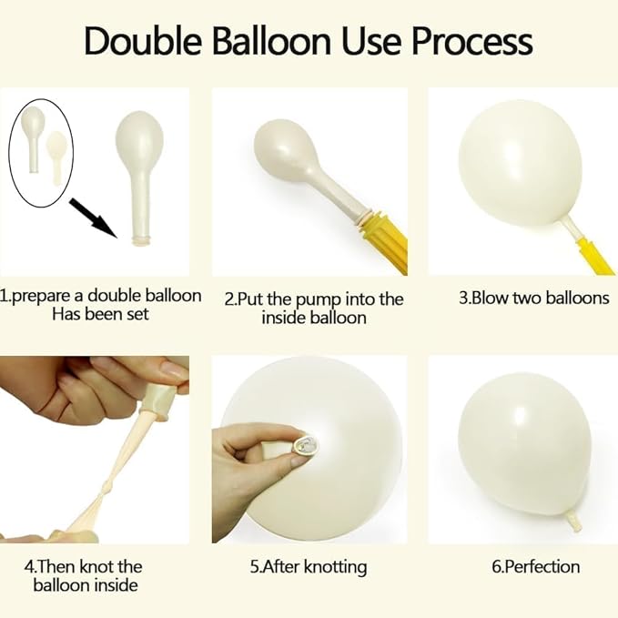 Pearl Ivory White Balloon Arch Double Stuffed Pastel White Ivory Cream Beige Balloon Garland Kit Different Sizes 12/10/5in With Clear Bobo Balloons for Birthday Wedding Bridal Baby Shower Party Decor