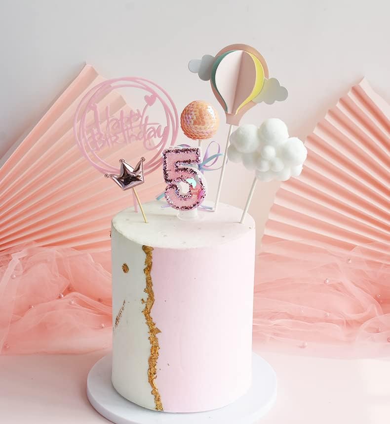 Birthday Candles Number 9,Pink Glitter Happy Birthday Cake Candles Handmade Sequin Numeral Candle