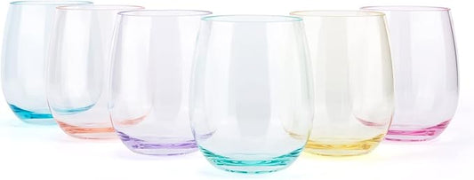 KX-WARE Unbreakable 18-ounce Acrylic Stemless Wine Glasses, set of 6 Mutlicolor