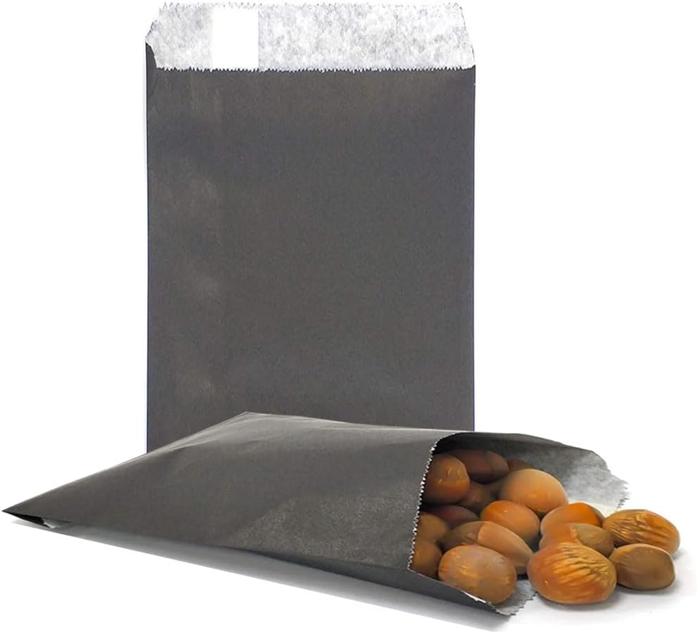 AZOWA Black Paper Treat Bags 6 x 3 Black Paper Candy Bags for Candy Buffet (100 CT, 6 x 3 IN)