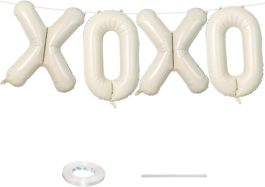 40 Inch Beige XOXO Balloons, Large Cream Mylar Foil Balloon Letter for Valentine's Day, Ivory White Sand XOXO Alphabet Banner Sign for Wedding, Engagement, Marriage, Bridal Shower, Party Decorations