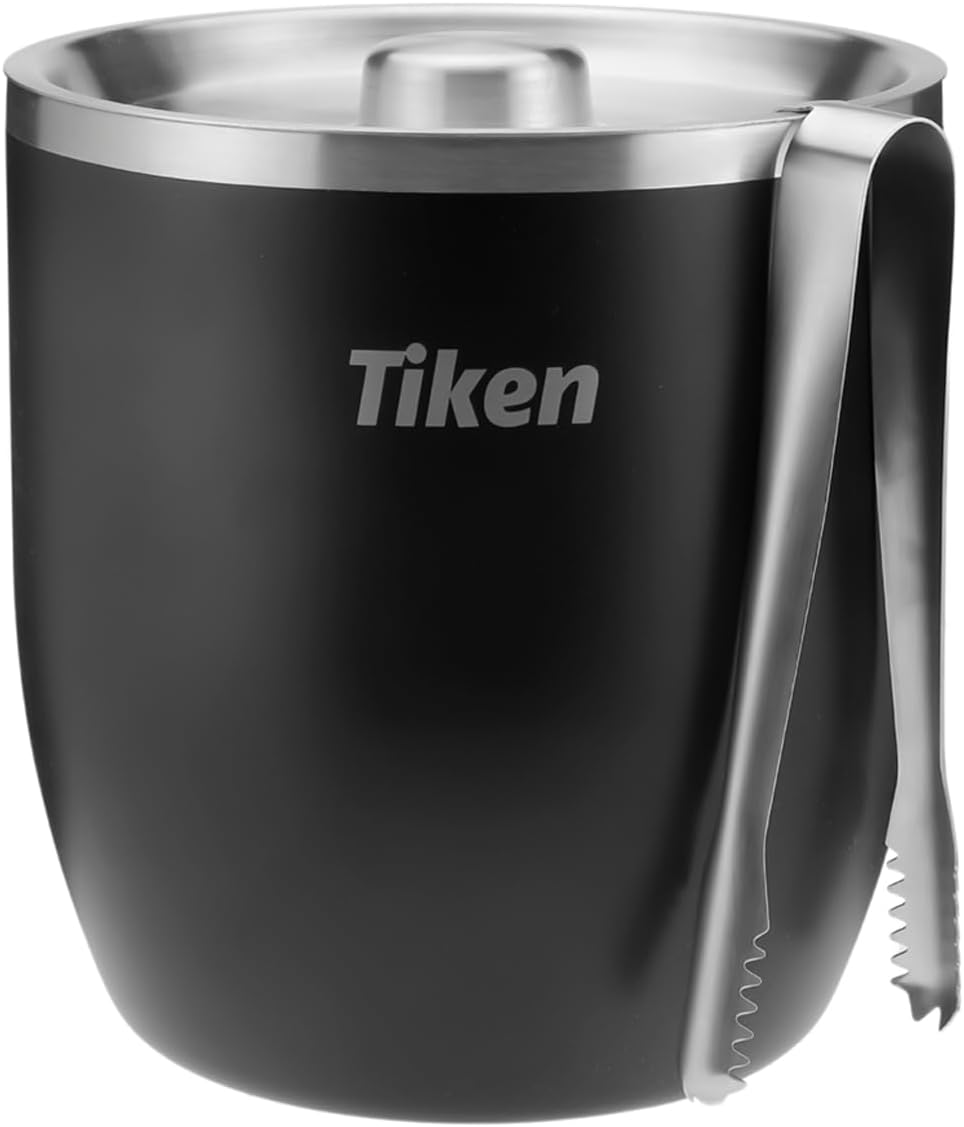 3L Double-Wall Vacuum Insulated Ice Bucket with Lid & Tong Stainless Steel Champagne Buckets for Cocktail Bar, Parties & Outdoor
