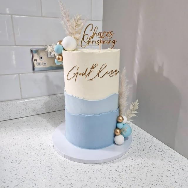 God Bless Cake Topper,Baptism Decorations Supplies,Divine Celebration Elegant Cake Decor for Boy and Girls, Photo Booth Props