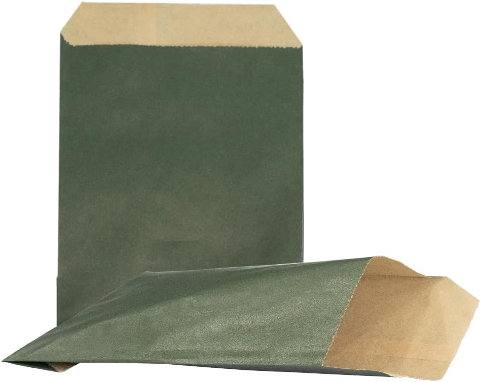AZOWA Dark Green Candy Buffet Bags 5 x 7 In Small Paper Treat Bags 100 Pieces