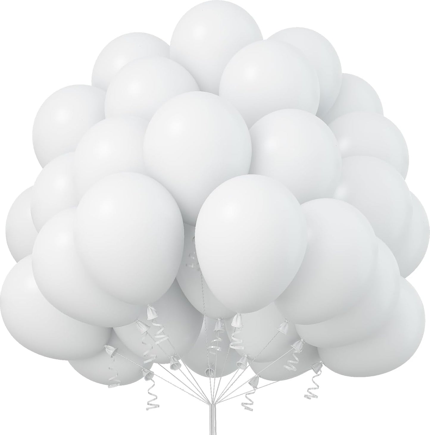 White Balloons 12 Inch, 50Pcs Matte Latex for Arch Party Helium Decorations - Birthday, Wedding, Baby Shower, Graduation, Anniversary